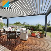 Pérgola de Aluminio para Exteriores con Techo de Láminas Eléctricas para un Espacio de Entretenimiento Moderno en el Patio Trasero