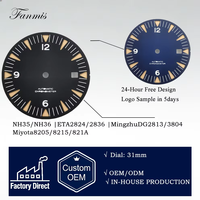 Cadran de montre Vintage Explorer noir mat pour mouvement NH35, marqueurs triangulaires beiges, personnalisable OEM