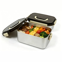Boîte alimentaire en acier inoxydable compatible micro-ondes avec poignée et couvercle, boîte à lunch, boîte de conservation hermétique