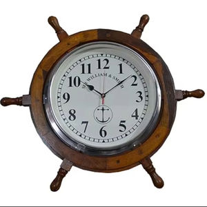 Fait à la main 18 pouces Quartz plastique et bois Art Design bateau roue horloge murale Style traditionnel aiguille décor à la maison salon scénique - Product Image 1