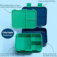 Vente chaude isolé moderne bleu foncé 32OZ 3 compartiments sans BPA PP nourriture pour enfants boîte à lunch avec couverts en plastique et sac à lunch