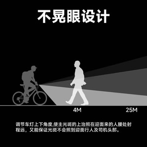 Phare avant de vélo Forever, 5 LED, haute luminosité, chargement USB-C, étanche IPX4, corps en aluminium, batterie 4800mAh - Product Image 5