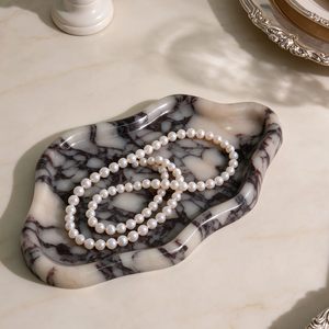 Vassoio Decorativo Moderno in Marmo Calacatta <span class=keywords><strong>Viola</strong></span> di Forma Irregolare, Lussuoso e Naturale, per Matrimoni, San Valentino, Bagno e Casa - Product Image 2