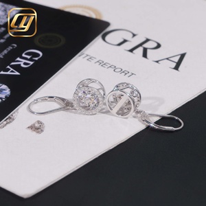 Boucles d'oreilles pendantes en argent sterling S925 avec moissanite scintillante, motif halo rond, bijoux pour femme - Product Image 5