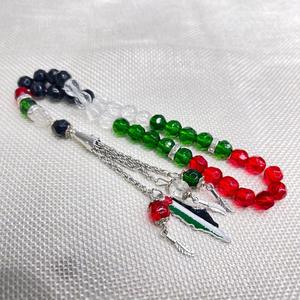 33 perles de prière en cristal de 10 mm, couleurs du drapeau de l'Islam, Émirats arabes unis, Palestine, perles de prière musulmanes, tasbih islamique, vente en gros, cadeau du Ramadan - Product Image 4