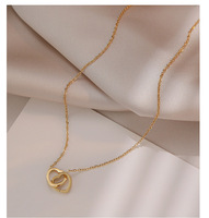 2024 gros acier inoxydable Double coeur connecté pendentif collier mode clavicule chaîne bijoux