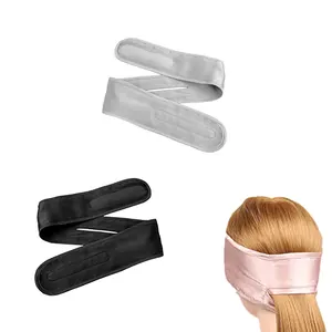 19毫米天然有机100% 真丝围巾用于头发包裹可调面部马尾辫头包裹发带定制标志水疗头带