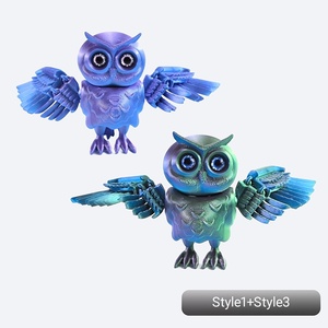 Modèle de personnage en plastique imprimé en 3D, figurine d'oiseau hibou personnalisée, collectionnable, éducative, articulée, jouet anti-stress pour le jeu et la décoration - Product Image 5