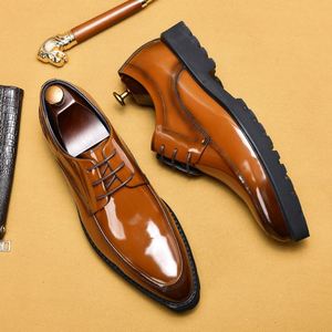 <b>Mens</b> Glossy Leather Oxfords Round Toe Lace-Up Lightweight Breathable <b>Dress</b> Shoes for Business Formal Casual Comfort All Seasons - Product Image 1