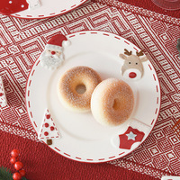 Noël père noël assiettes en porcelaine relief créatif assiette à Dessert Style occidental en céramique plat de noël maison décorer vaisselle