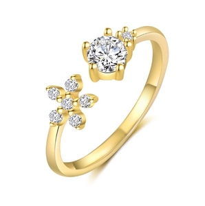Twelve Birthstone Zircon Anillo de moda para mujer de cobre chapado en oro inspirado en lujo - Product Image 4