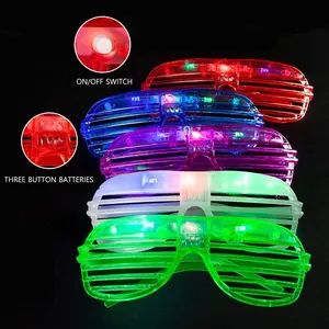 Fashion Luminous Light Up Led Glasses Christmas Light Shutter Style Party Neon Party Supplies Glow In Dark Sunglasses