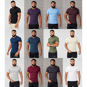 T-Shirt da Palestra a Compressione Muscolare Personalizzata da Uomo Senza Cuciture, Leggera, ad Asciugatura Rapida, per Corsa e Fitness - Product Image 3