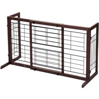 Barrière pour chien autoportante d'intérieur 38-67 po, extra large, en bois, design moderne naturel, barrières de sécurité pour chiots 21,06 po de hauteur, sans perçage, marron