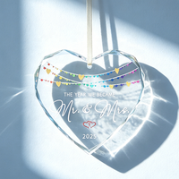 Ornement de Noël en verre cristal transparent en forme de cœur, pendentifs en cristal à impression UV DIY, décoration, cadeau personnalisé, souvenir