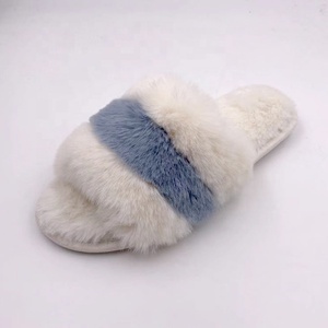 Ultimo Disegno della Pelliccia Del Faux Open Toe Bianco Dell'interno di Inverno delle Donne di Casa Pantofole - Product Image 1