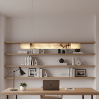 Lustre suspendu moderne de luxe personnalisé en marbre d'albâtre naturel, forme longue, pour cuisine et salle à manger
