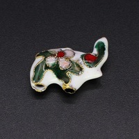 Perle d'espacement éléphant en émail cloisonné traditionnel haute température, filigrane argenté-bleu, accessoire de bijouterie DIY, 19 x 15 mm