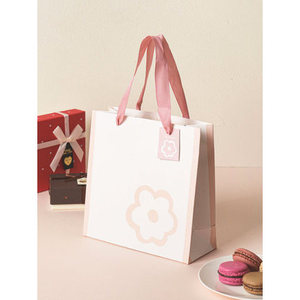 M per rosa semplice stampa pubblicità cotone Tote Bag tessuto ecologico con manico lungo durevole per uso quotidiano o regalo - Product Image 1