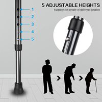 Chaise pliante multifonctionnelle avec lumière LED et poignée magnétique-Siège de mobilité à 3 pieds en aluminium pour personnes âgées
