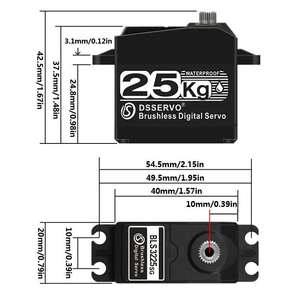 Servo Digital sin Escobillas <span class=keywords><strong>Dsservo</strong></span> BLS3225 7.4V 25KG, Impermeable, con Engranaje Metálico, Alta Velocidad para Autos RC 1/8 1/10 1/12, Camionetas de Derrape, Robots - Product Image 3