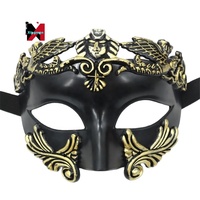 Topeng PVC Berkualitas Tinggi Setengah Wajah Gaya Mesir Yunani Romawi Venesia Berenda untuk Cosplay Pesta Halloween Pesta Pria