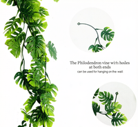 Plante verte artificielle, feuille de monstera, fausse vigne suspendue, décoration pour jardin, bonsaï, véranda, terrasse, jungle, Hawaï