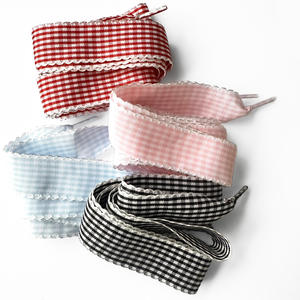 <span class=keywords><strong>Chaussures</strong></span> de sport de style ballet avec lacets à carreaux larges de 2,5 cm, lacets plats en polyester décoratifs, lacets de mode, paire - Product Image 4