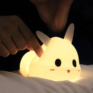 Lampe Led en forme de lapin blanc, luminaire décoratif d'intérieur, design mignon de dessin animé