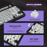 Teclado Mecánico Compacto Ergonómico con Montaje en Gasket, Inalámbrico 2.4Ghz, Hot Swap, RGB, Teclas PBT, para Juegos, con Perilla
