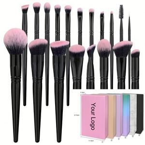 Juego de 18 Brochas de Maquillaje de Color Negro, Brochas de Maquillaje de Lujo de Marca Privada con Logotipo Personalizado, Brocha para Base de Maquillaje y Sombra de Ojos - Product Image 1