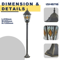 Support de lampe en aluminium IP44 E27 pour extérieur, jardin, rue, pelouse, avec garantie de 3 ans, télécommande, variateur d'intensité, abat-jour en verre, multicolore