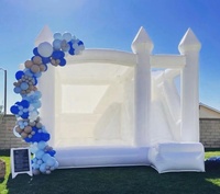 H.Tong Château gonflable en PVC blanc pas cher avec souffleur pour mariages et fêtes, capacité 100-500 kg, 5-10 passagers, intérieur/extérieur