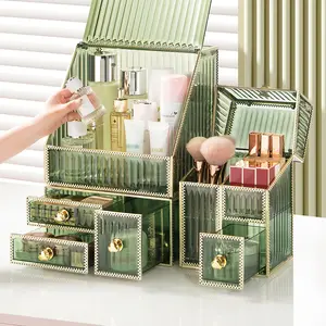 Escolha Diversão Grande Capacidade Plástico Desktop Cosmetic Storage Box Dresser Luxury Makeup Organizer
