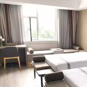 Ensemble de mobilier de chambre à coucher sur mesure pour suite d'hôtel 3 étoiles, économique, avec lit double en bois, tables de chevet et tête de lit - Product Image 5