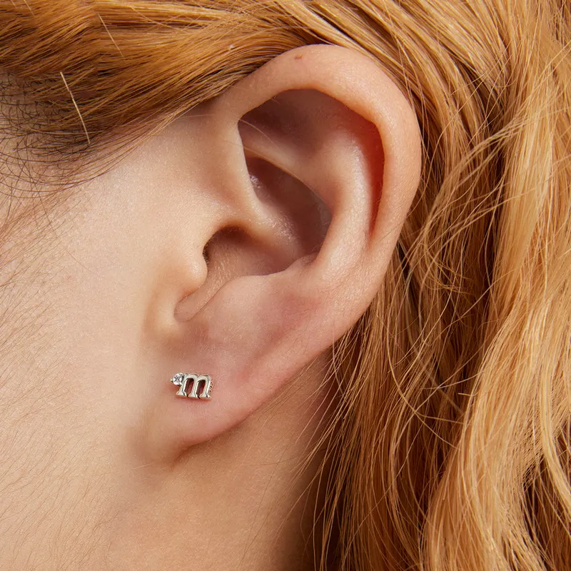 Orecchini a forma di lettera con zirconi rotondi Hainon S925 Mini orecchini in argento Sterling di moda squisita