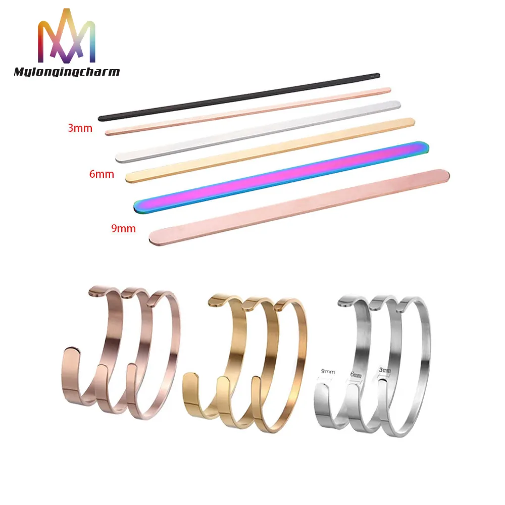 160Mm Diy Engravable Initial Bracelet Bracelet Strip Accessories C Type Chunky Open Cuff Bracelet For Women Girls