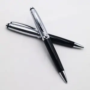 Bolígrafos de metal pesado de lujo de alta calidad, bolígrafo plateado negro para oficina, bolígrafo de Metal grabado, bolígrafo de Metal
