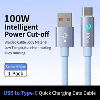 Câble USB-C de charge rapide PD 100W avec arrêt automatique, dissipation thermique en alliage d'aluminium, tressé en nylon, cuivre pur pour imprimante et ordinateur