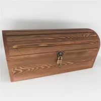 देहाती उभरा Antiqued लकड़ी खजाना सीने बॉक्स ताला लगा के साथ अकवार