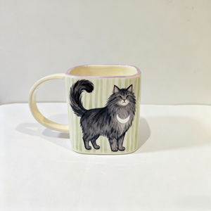 Taza de Café de Porcelana Pintada a Mano Personalizada - Diseño de Gato del Bosque Noruego - Product Image 2