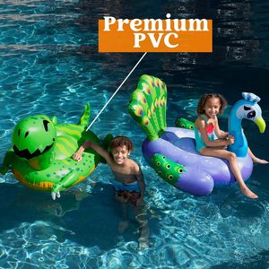 Paquete de 2 Flotadores Inflables de Dinosaurio y Pavo Real para Niños y Adultos, Diversión Acuática de Verano - Product Image 4