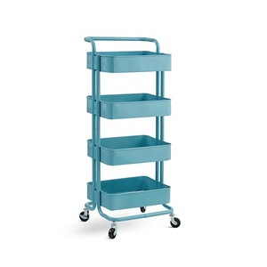 Chariot de <span class=keywords><strong>cuisine</strong></span> en métal à 4 niveaux, robuste et <span class=keywords><strong>moderne</strong></span>, avec roulettes, organisateur utilitaire, étagères de rangement mobiles - Product Image 4