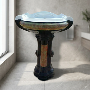 Lavabo de Pedestal de Cerámica Decorativo de Gran Tamaño, Colorido, con Pedestal Completo, Modelos de Artículos Sanitarios para Baño - Product Image 2