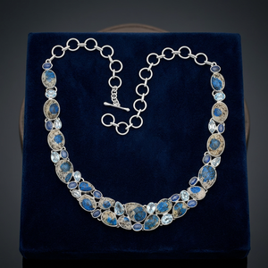 Collar de Cadena de Plata de Ley 925 con Piedra Preciosa Rara de Jaspe K2, Joyería Hecha a Mano para Boda o Compromiso, 16-18 - Product Image 2