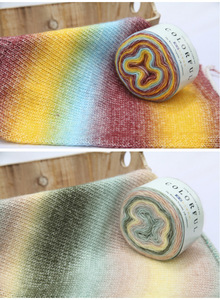 Fabbrica all'ingrosso moda colore <span class=keywords><strong>misto</strong></span> arcobaleno sciarpa <span class=keywords><strong>lana</strong></span> acrilico torta <span class=keywords><strong>misto</strong></span> cotone uncinetto filato - Product Image 5