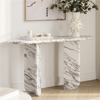 Newstar Meubles de salon Table de couloir ovale Table d'entrée moderne Tables console en marbre travertin