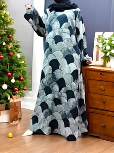 2025 nouvelle impression robes longues femmes sweat à capuche zippé Abaya vêtements femmes vêtements islamiques femmes fabricants robe musulmane - Product Image 2