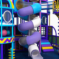 Installation de terrain de jeux intérieur pour enfants, thème immersif, avec dôme d'observatoire, tour OVNI, toboggans doubles en spirale et piscine à balles, structure de jeu pour enfants