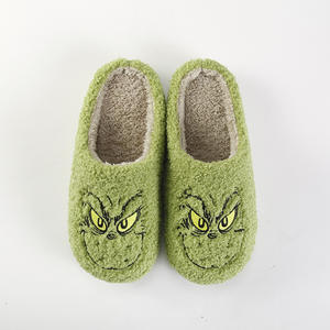 Nouvelle maison noël <span class=keywords><strong>Grinch</strong></span> chaud hiver pantoufles pour amoureux hommes et femmes épais chaussures à semelles souples épais antidérapant pantoufles maison - Product Image 2